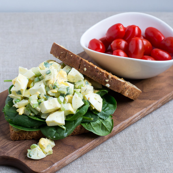 Egg Salad & Spinach Sandwich with Grape Tomatoes