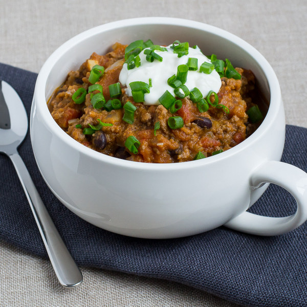Pumpkin & Beef Chili with Green Onions & Cool Yogurt