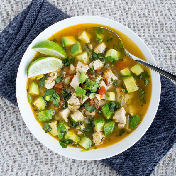 Avocado Chicken Soup with Lime & Cilantro