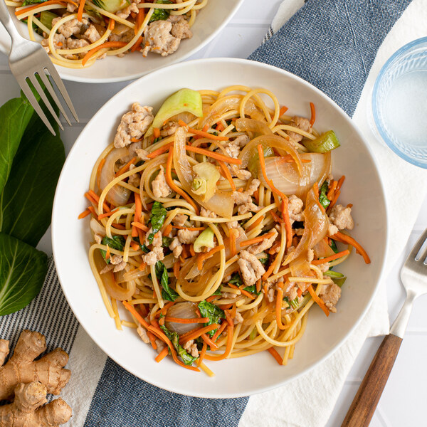 Spicy Ginger Chicken Stir-Fry with Noodles, Carrots & Bok Choy
