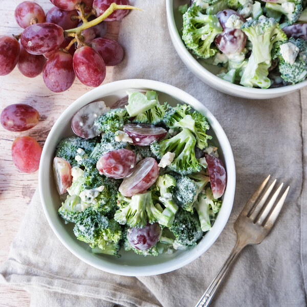 Crunchy Broccoli-Grape Salad with Blue Cheese & Creamy Yogurt Dressing