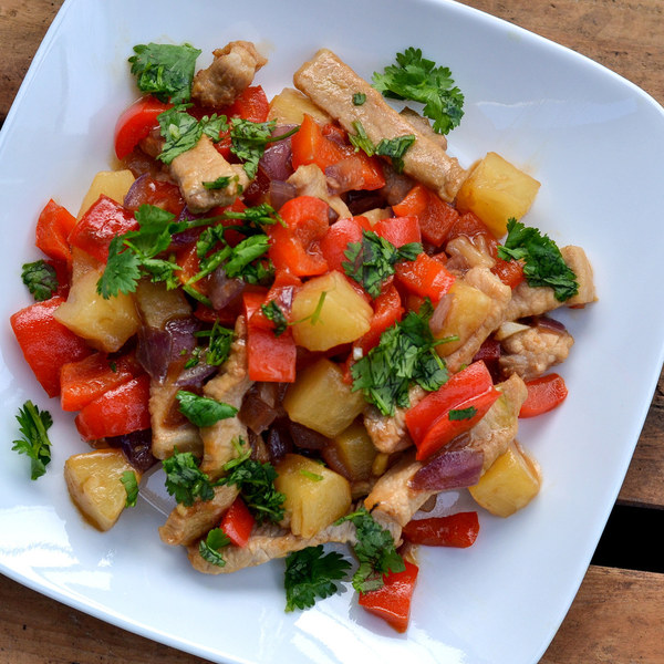 Stir-Fried Pork, Pineapple & Bell Pepper with Basmati Rice