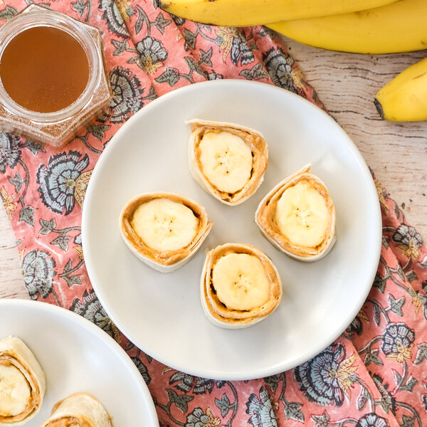 Peanut Butter, Banana & Honey Tortilla Roll-Ups