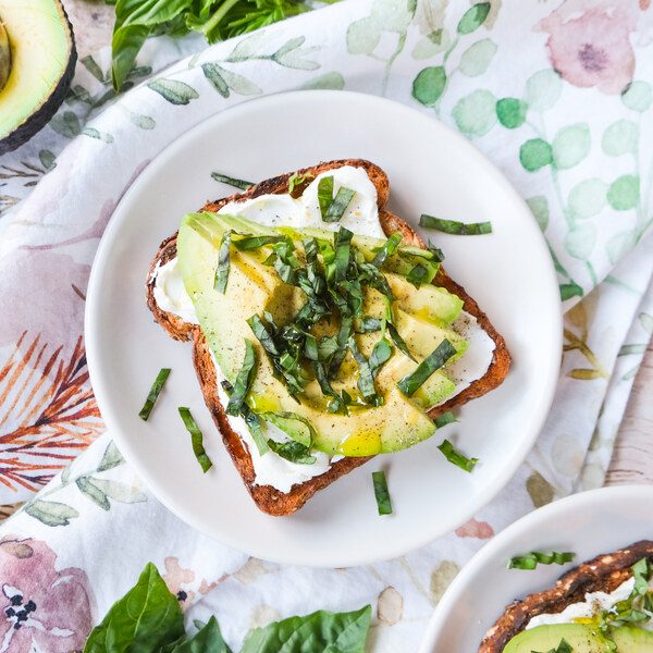Cream Cheese, Avocado & Basil Toast