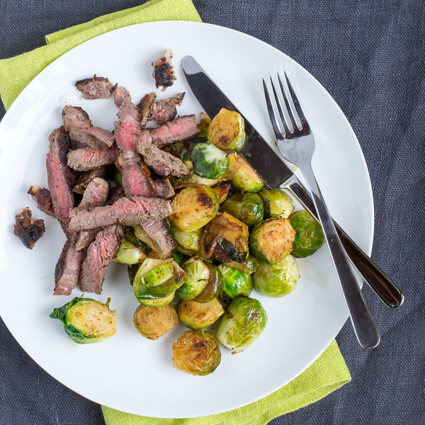 Pan-Seared Steak with Sautéed Brussels Sprouts