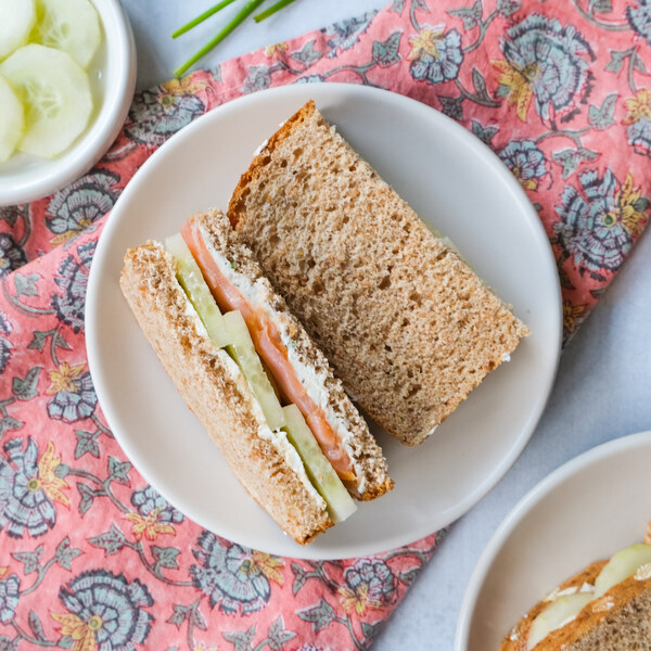 Smoked Salmon, Herb Cream Cheese & Cucumber Sandwich
