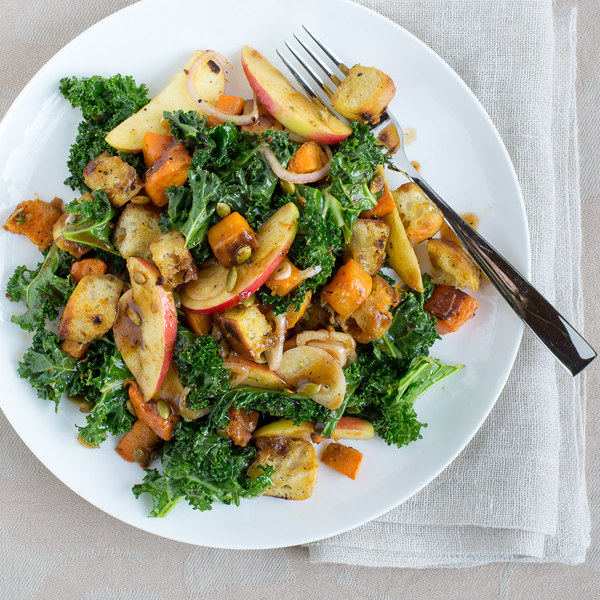 Winter Panzanella Salad with Butternut Squash & Apples