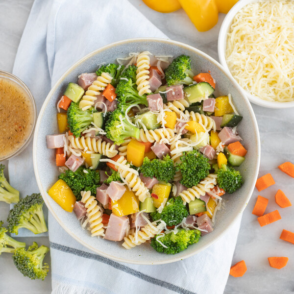 Pasta Salad with Ham, Cheese, Mixed Veggies & Italian Dressing