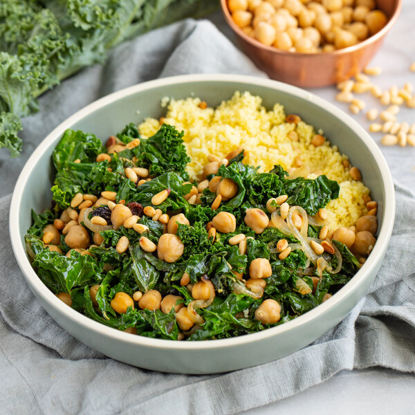 Chickpea-Kale Sauté with Raisins, Couscous & Toasted Pine Nuts