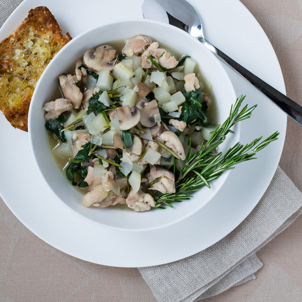 Chicken, Turnip & Mushroom Stew with Garlic Bread