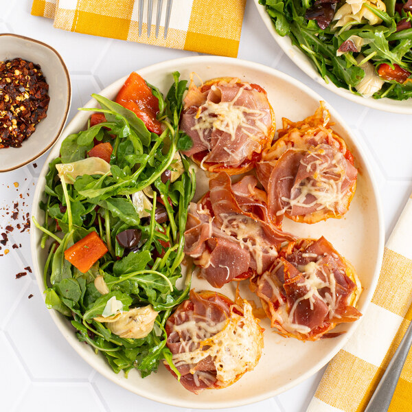 Mini Polenta Pizzas with Crispy Prosciutto & Italian Arugula Salad
