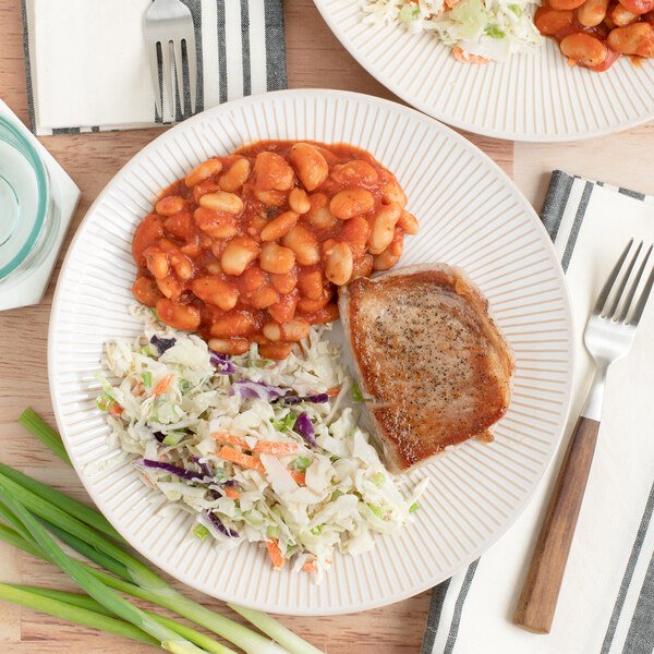 Seared Pork Chop with BBQ Beans & Green Onion-Ranch Cabbage Slaw
