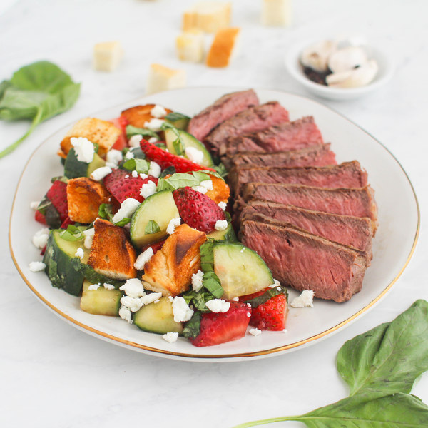 Grilled Steak with Strawberry Panzanella Salad