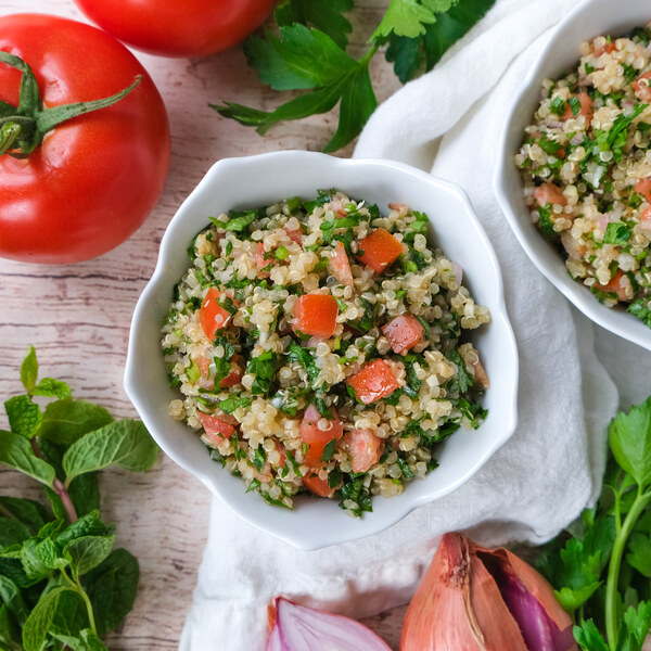 Quinoa Tabbouleh Salad with Tomato, Parsley & Mint