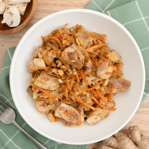 Cauliflower "Fried Rice" with Chicken, Mushrooms, Carrots & Peanuts