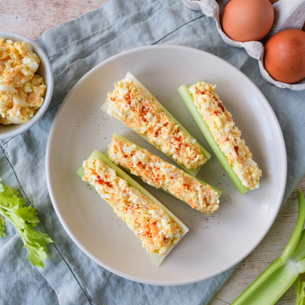 Celery with Hard-Boiled Egg & Cheddar Cheese Filling
