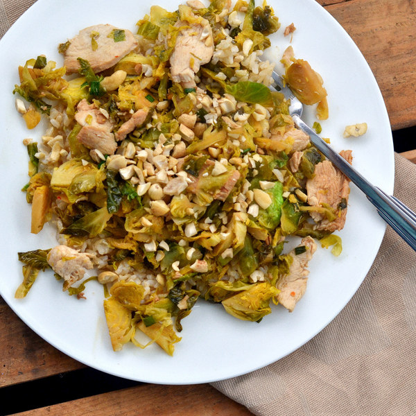 Asian Chicken & Brussels Sprouts Stir Fry with Basmati Rice