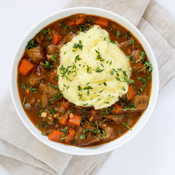 Beef & Carrot Stew with Mashed Potato Topping