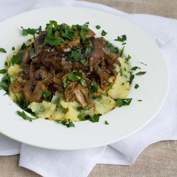 Salisbury Steak with Mushroom Gravy & Parsley Mashed Potatoes