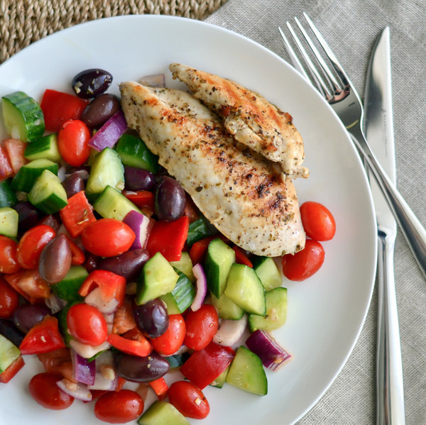 Grilled Chicken Breast with Greek Salad