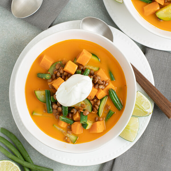 Thai Red Curry Lentil Stew with Sweet Potato, Green Beans & Yogurt