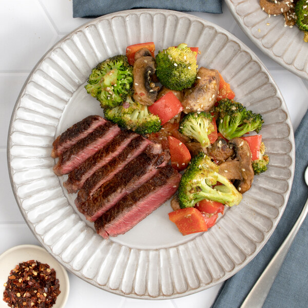 Seared Ribeye & Roasted Thai Green Curry Veggies with Sesame Seeds