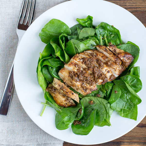 Chicken with Mustard Cream Sauce & Spinach Salad