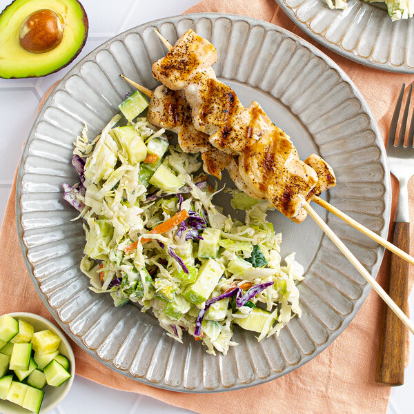 Chili Chicken Skewers with Ranch Cabbage, Apple & Cucumber Slaw
