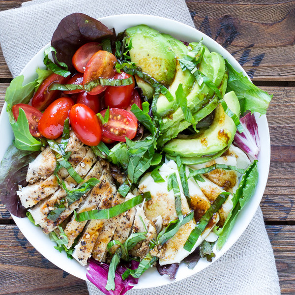 Avocado Caprese Salad with Grilled Chicken
