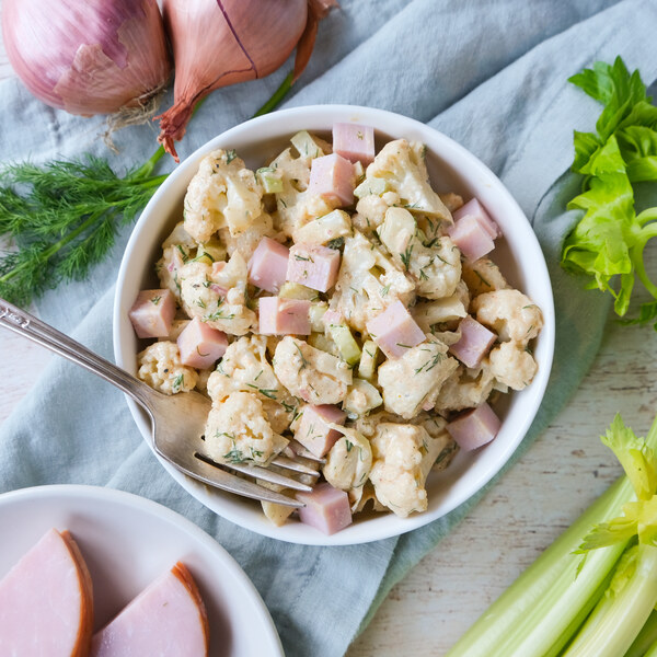 Creamy Cauliflower Salad with Ham, Celery & Dill