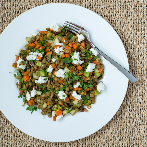 Warm French Lentil Salad with Goat Cheese