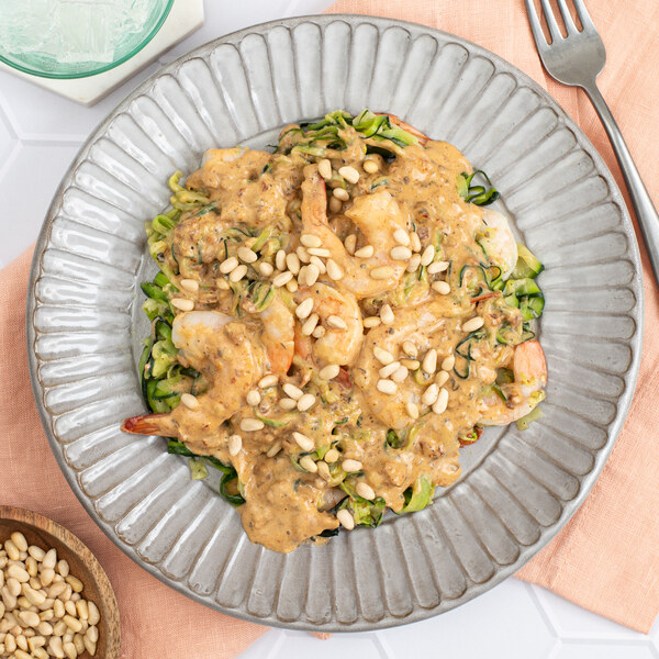 Zucchini Noodles with Shrimp, Sun-Dried Tomato Alfredo & Pine Nuts