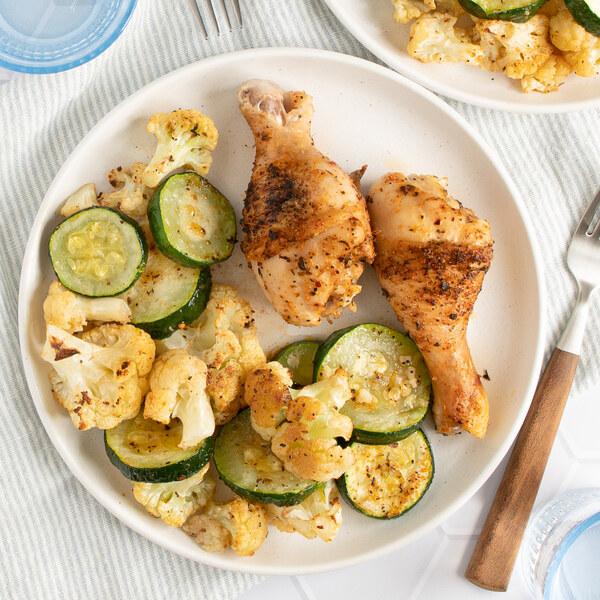 Sheet Pan Cajun-Spiced Drumsticks with Zucchini & Cauliflower