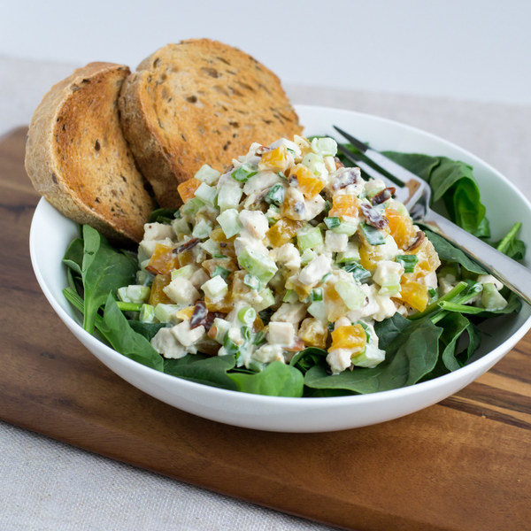 Apricot Chicken Salad with Spinach & Crusty Bread