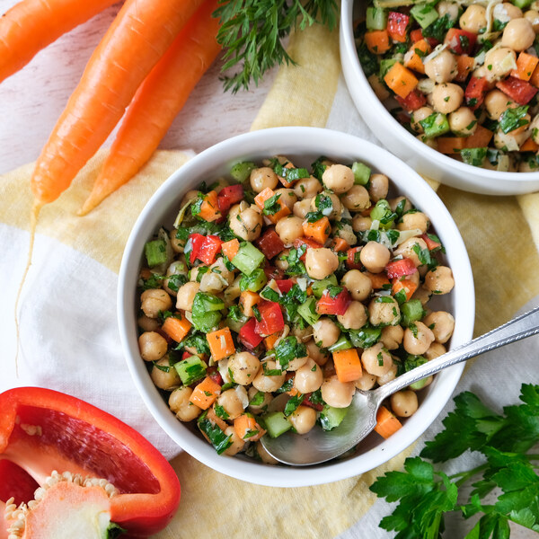 Italian Chickpea Salad with Artichoke, Carrot, Celery & Bell Pepper