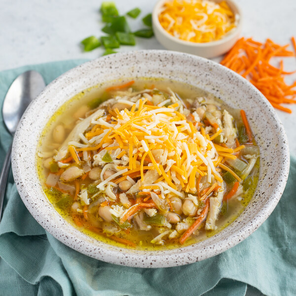 Chicken-White Bean Stew with Carrot, Bell Pepper, Dill & Cheese