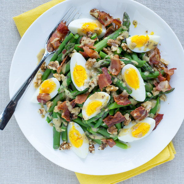 Asparagus, Egg & Bacon Salad with Walnuts & Dijon Vinaigrette