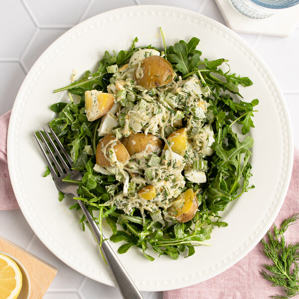 Ranch Potato-Egg Salad with Cheese, Celery, Dill & Lemony Arugula