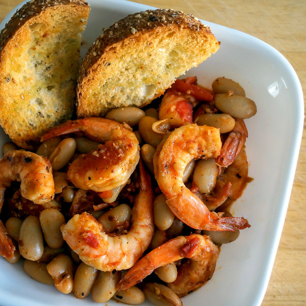 Shrimp & Cannellini Bean Stew with Crusty Bread