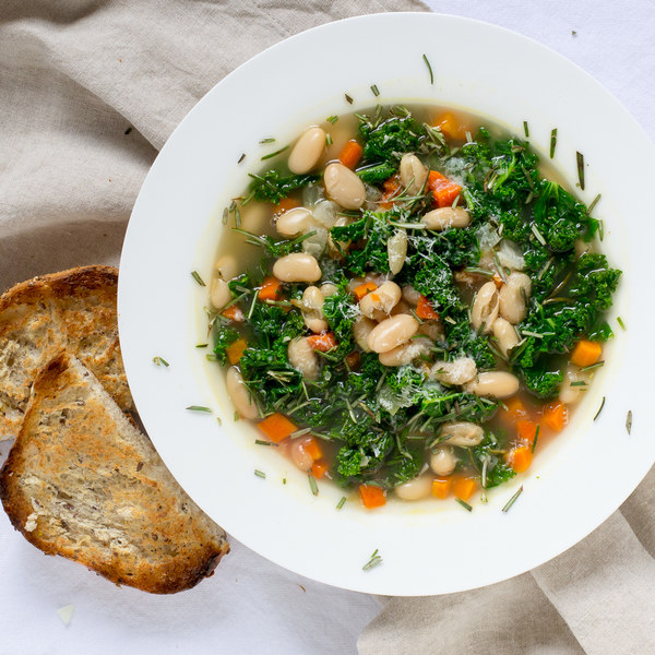 Tuscan Kale & White Bean Soup with Toast