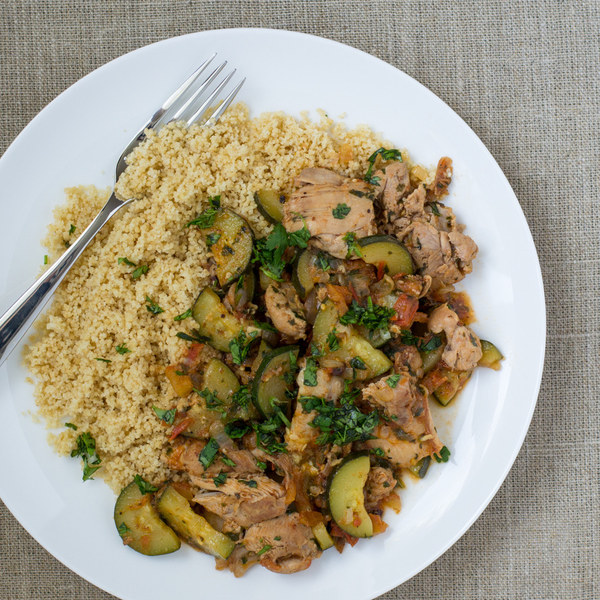 Moroccan Style Chicken with Zucchini & Couscous