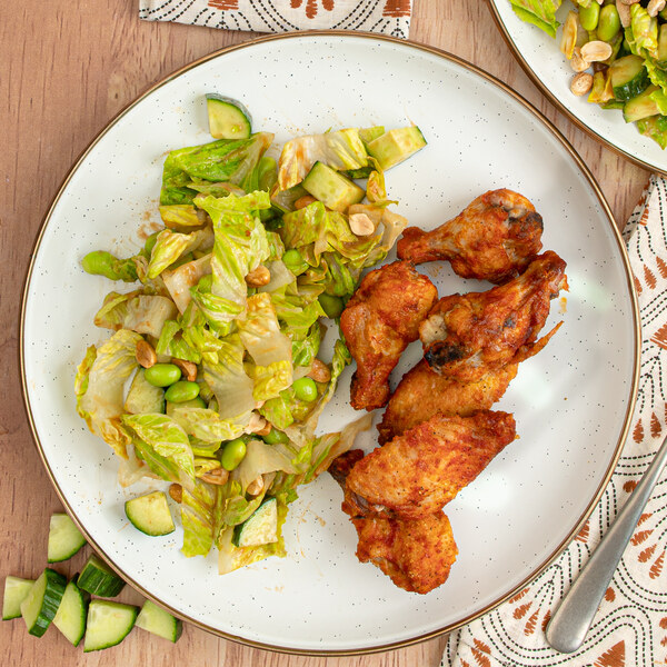 Thai Red Curry Wings with Romaine, Cucumber, Edamame & Peanut Salad