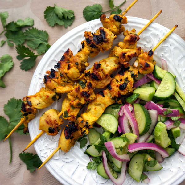 Chicken Satay with Creamy Peanut Sauce & Thai Cucumber Salad
