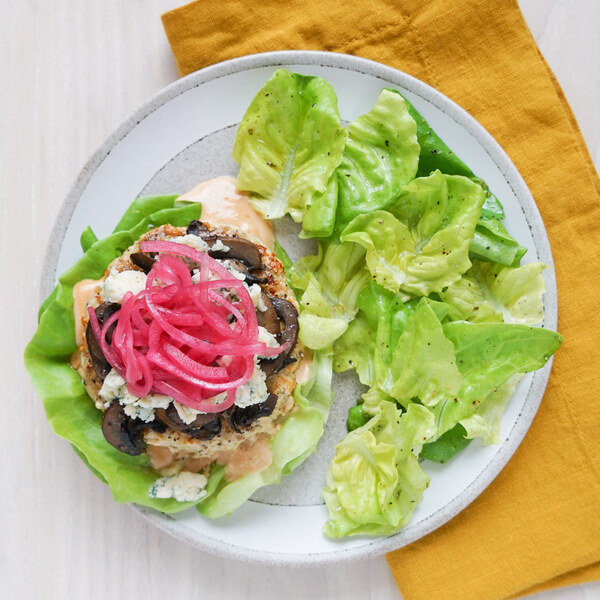 Turkey Burger Lettuce Wrap with Special Sauce, Blue Cheese & Mushrooms