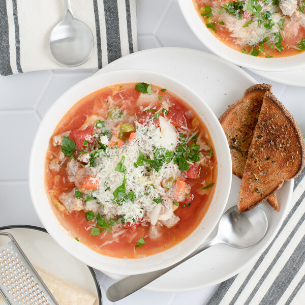 Italian Sausage-Cabbage Stew with Tomato, Carrot, Parmesan & Toast