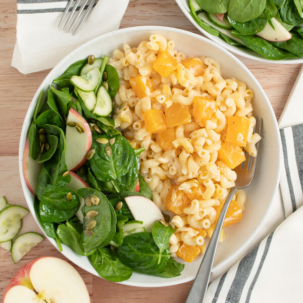 Alfredo Macaroni & Butternut Squash Bake with Spinach-Apple Salad