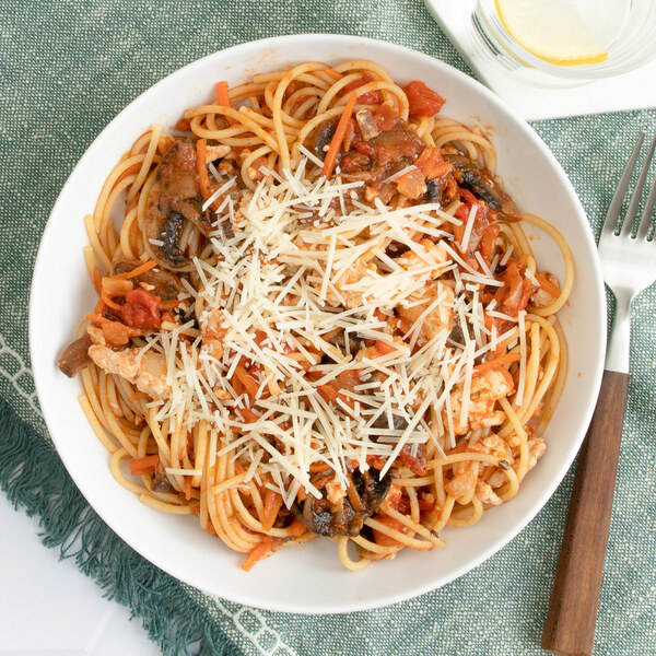 Spaghetti Bolognese with Chicken, Mushrooms, Carrots & Parmesan
