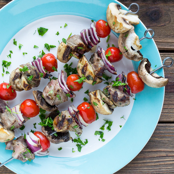 Ribeye Steak, Grape Tomato & Mushroom Kebabs