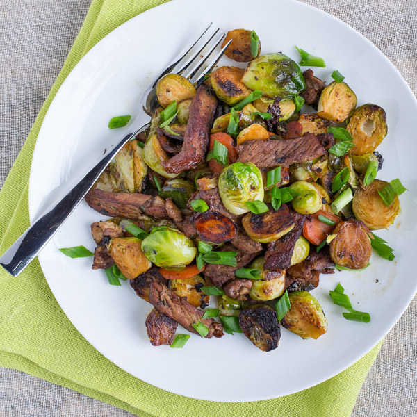 Strip Steak & Brussels Sprouts Stir Fry with Jalapeño Pepper