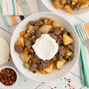 Taco Beef, Potato, Zucchini & Bell Pepper Bake with Yogurt